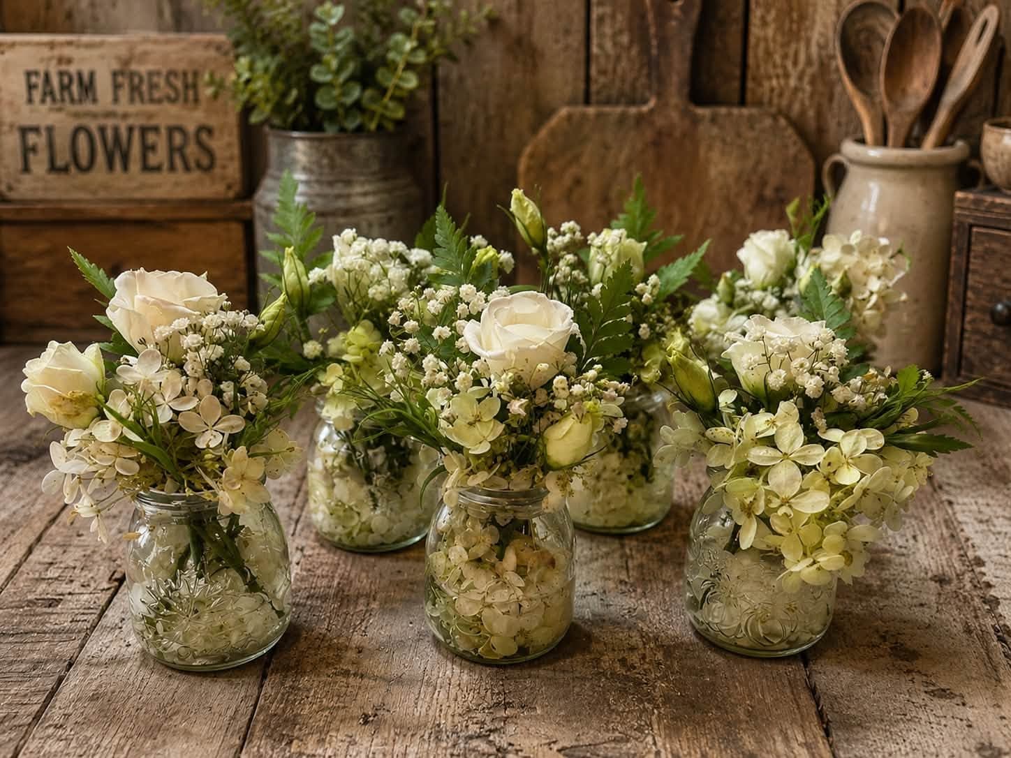 Wedding reception table flowers and decorations by Port Petals